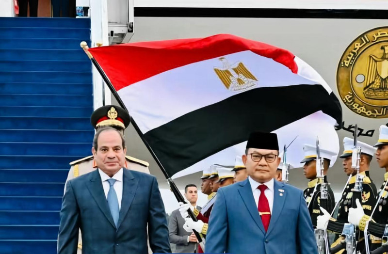 Presiden Arab Mesir Abdel Fattah El-Sisi Tiba Di Kompleks Istana Merdeka, Disambut Presiden Prabowo