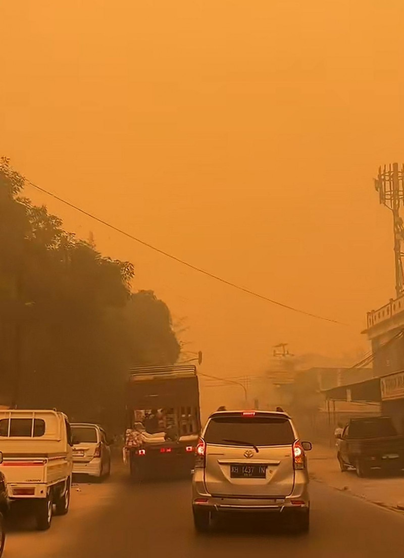 Langit Palangka Raya Berubah Oranye Pekat, Imbas Karhutla - Kualitas Udara Tembus Level Berbahaya dan Jadi Sorotan Dunia
